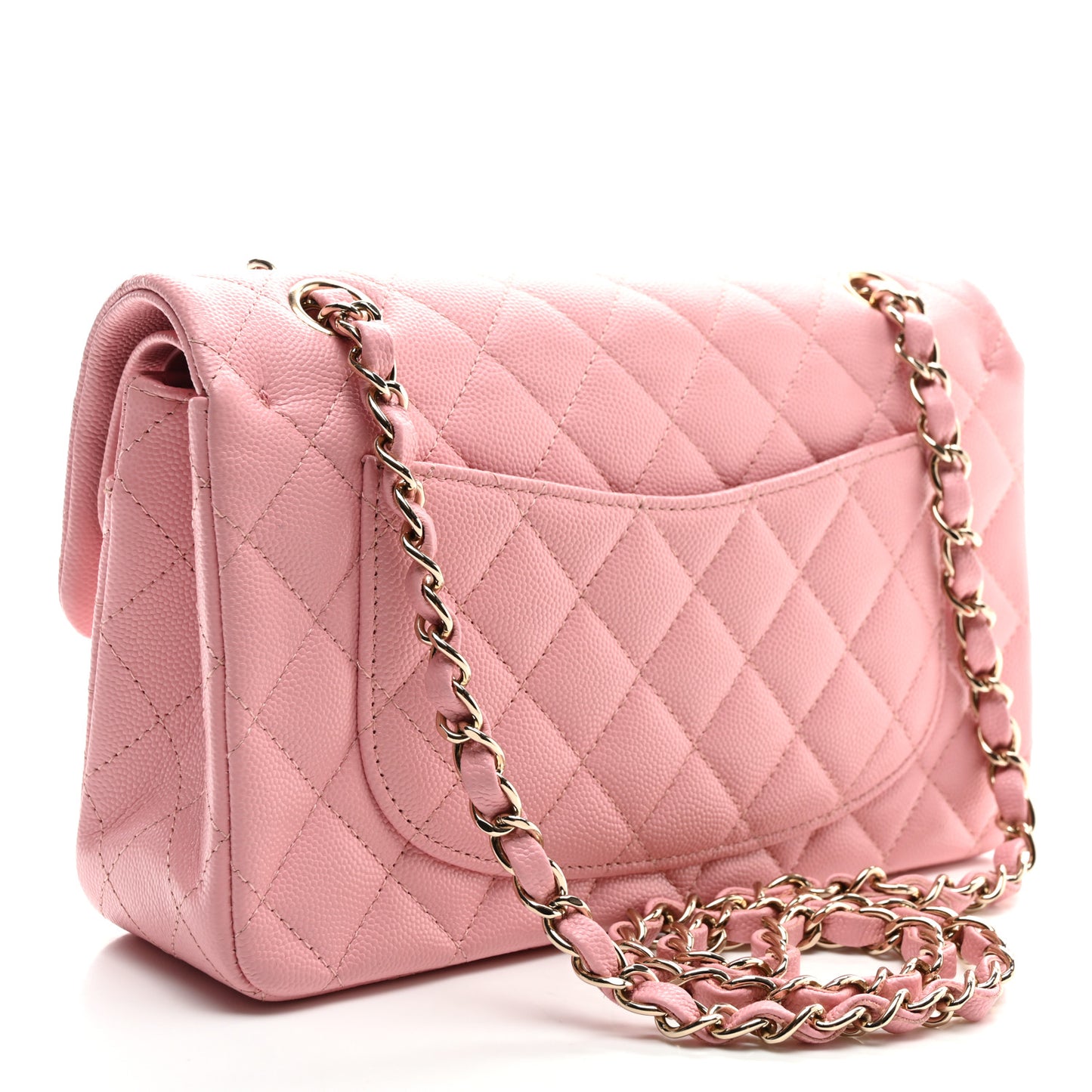 Caviar Quilted Small Double Flap Pink