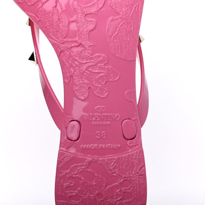 Valentino Garavani PVC Jelly Rockstud Bow Thong Sandals 38 Pink 7 of 9