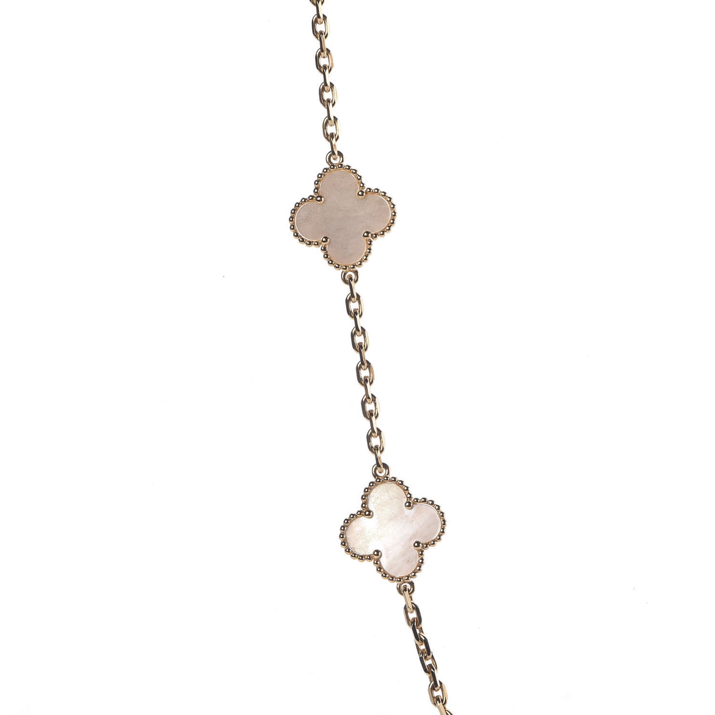 18K Yellow Gold Mother of Pearl 10 Motifs Vintage Alhambra Necklace