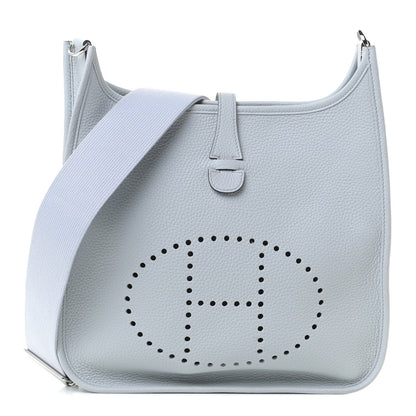 Hermes Taurillon Clemence Evelyne III PM Bleu Pale 1 of 11
