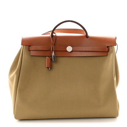 Hermes Military Toile Vache Hunter Herbag Zip Retourne 39 MM Poussiere Fauve 1 of 11