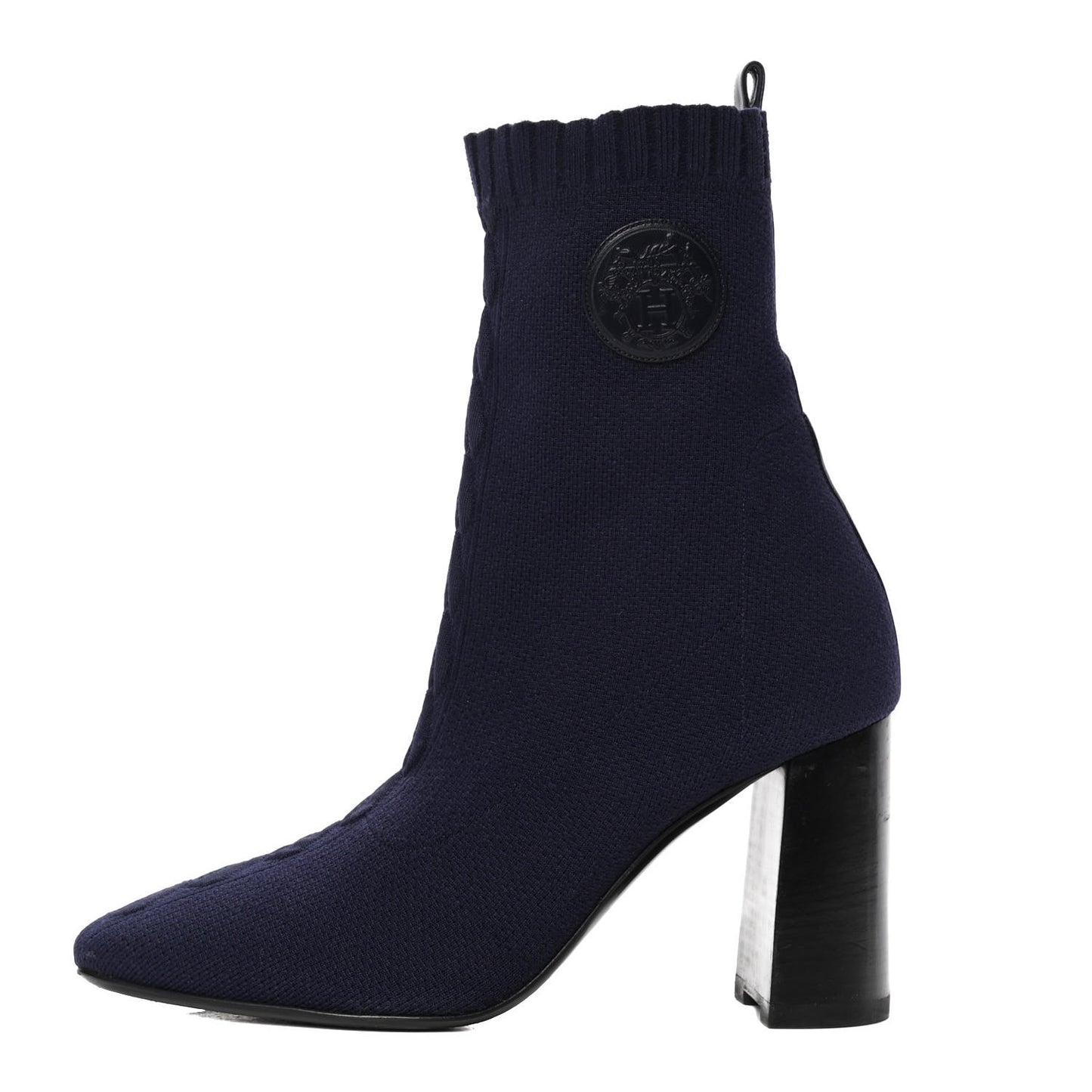 Knit Calfskin Volver Ankle Boots 40 Bleu Diplomatique
