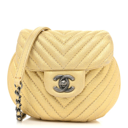Chanel Metallic Aged Calfskin Chevron Small Bubble CC Flap Gold 1 of 13