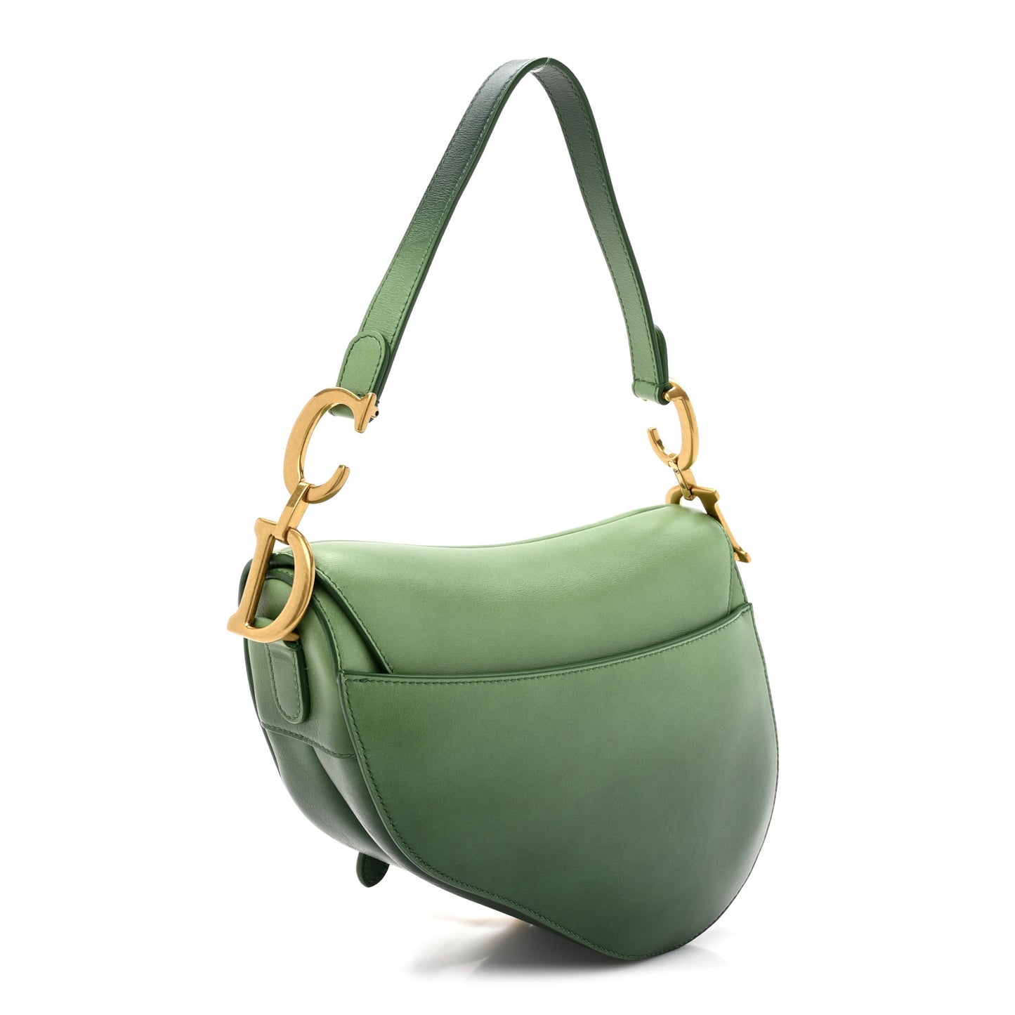 Gradient Calfskin Saddle Bag Green