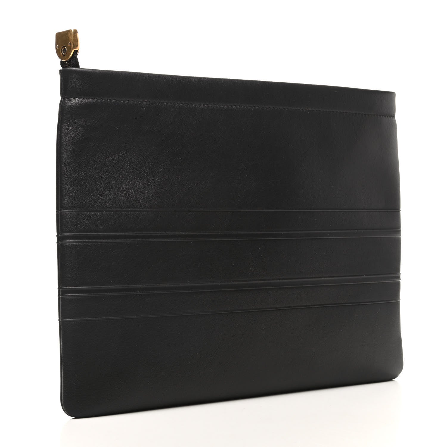 Christian Dior Calfskin Embossed Logo Zip Clutch Black 3 of 6