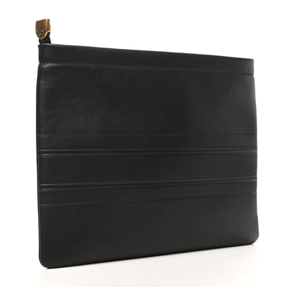 Christian Dior Calfskin Embossed Logo Zip Clutch Black 3 of 6