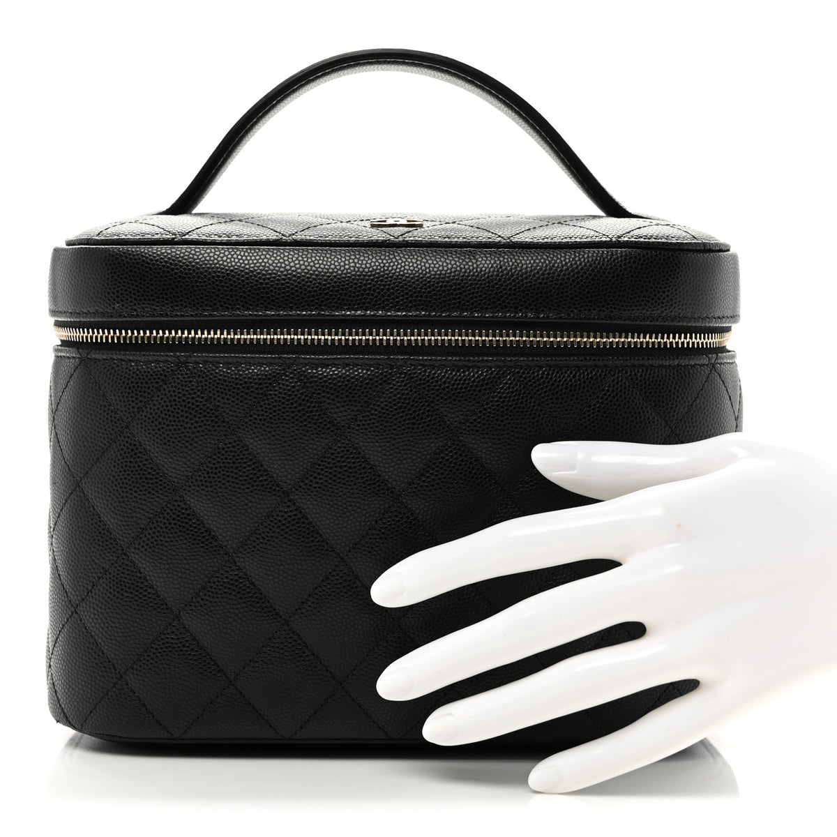Caviar Quilted Large Vanity Pouch Black