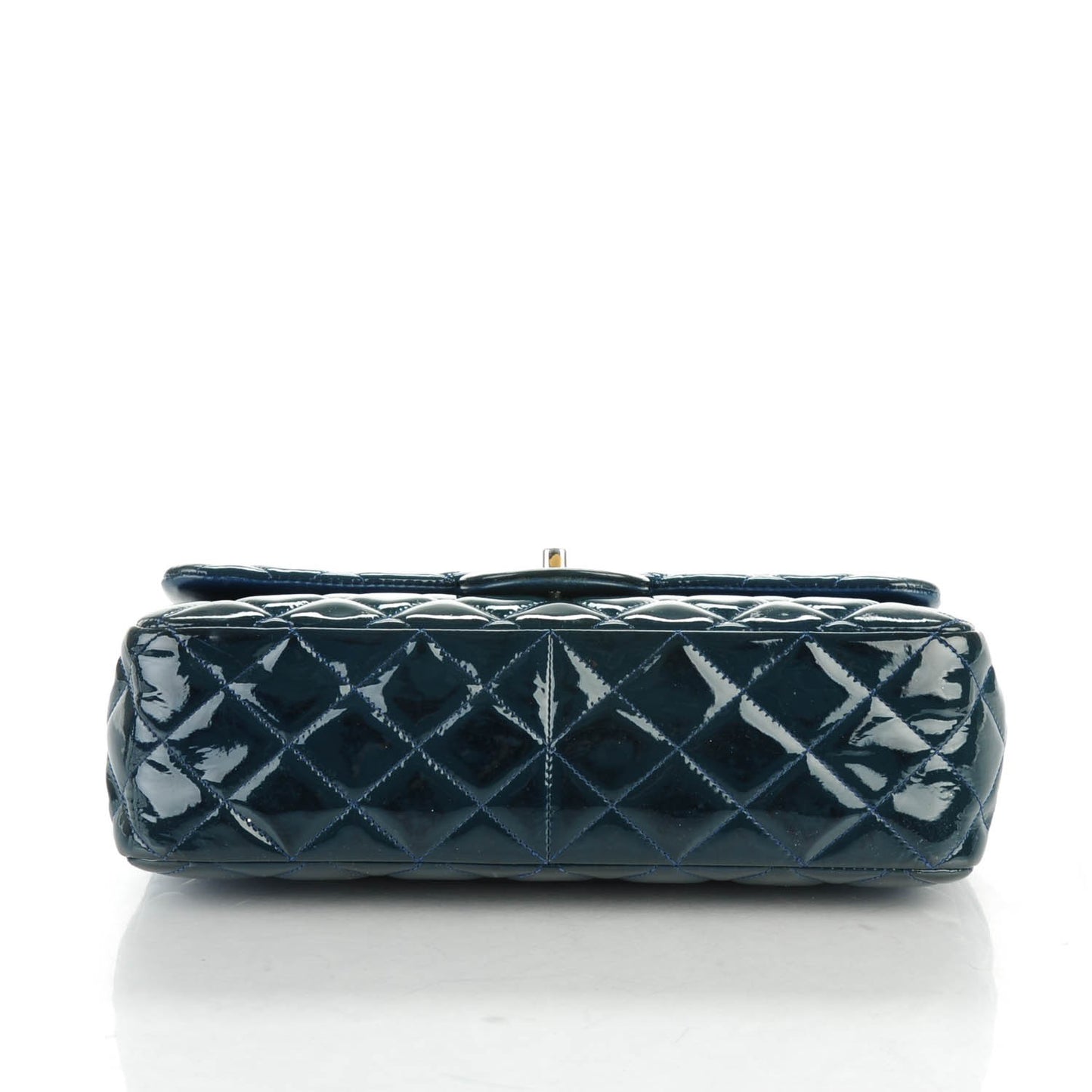 Patent Quilted Jumbo Double Flap Navy Blue