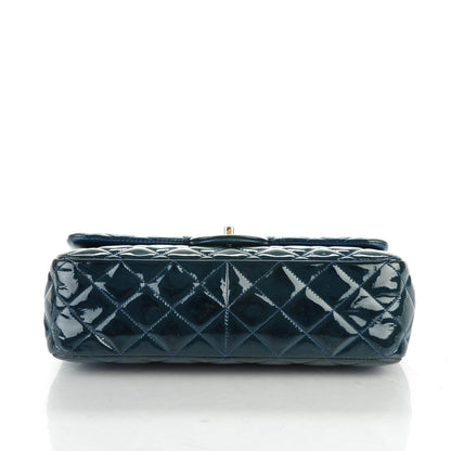 Chanel Patent Quilted Jumbo Double Flap Navy Blue 6 of 10