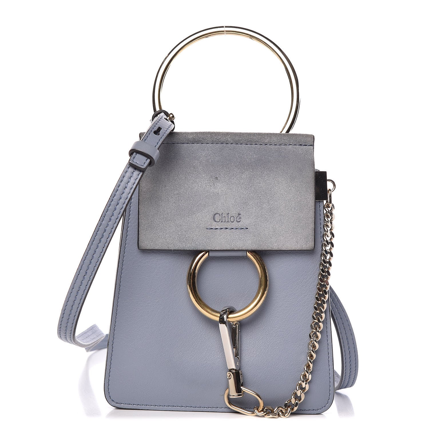 Chloe Suede Calfskin Mini Faye Bracelet Bag Washed Blue 1 of 14