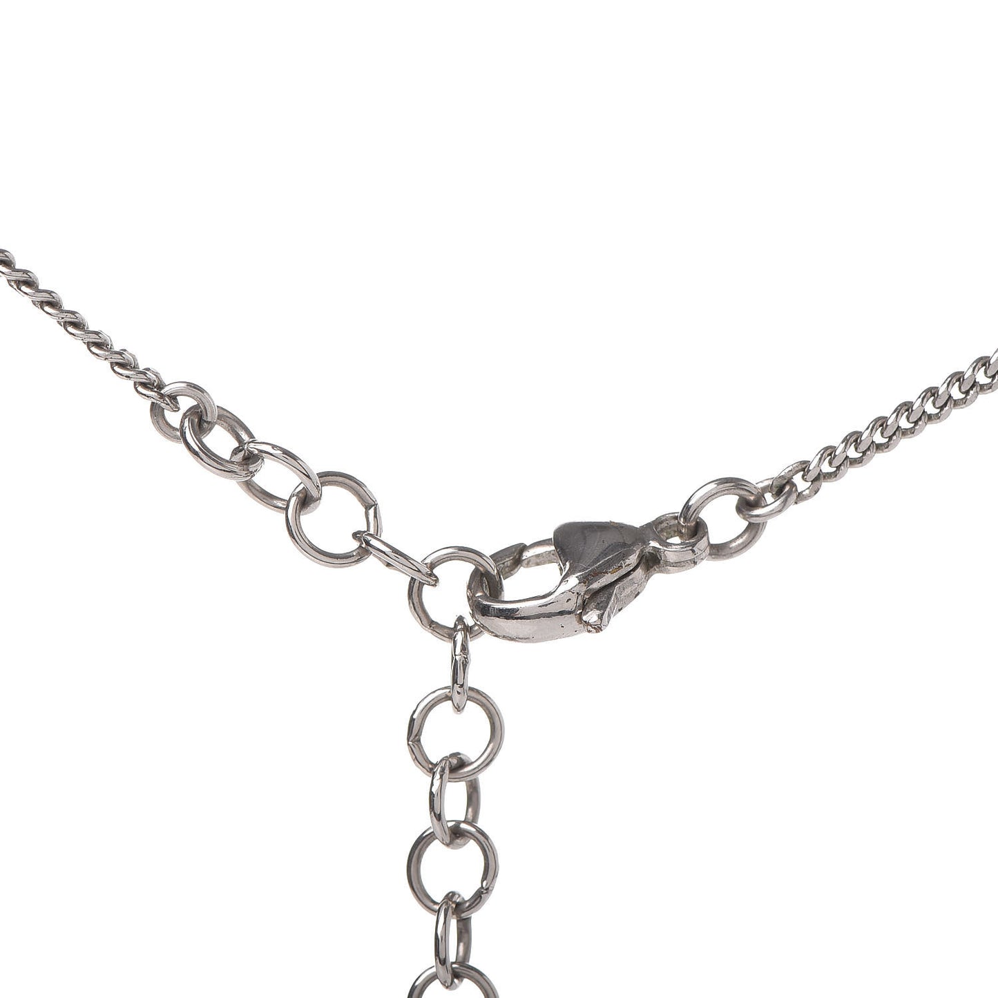 Crystal CC Drop Pendant Necklace Silver