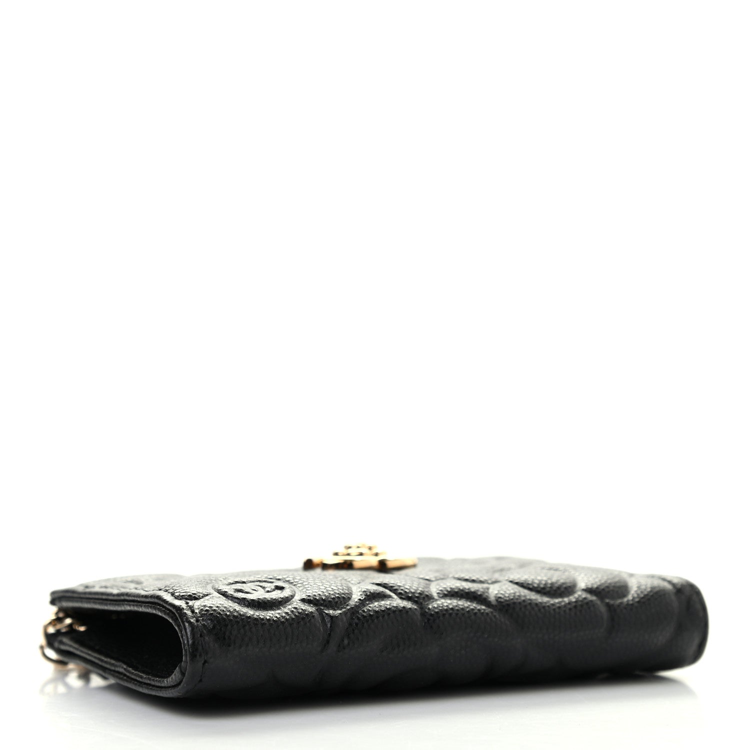 Chanel Caviar Camellia Embossed Key Holder Case Black 4 of 7