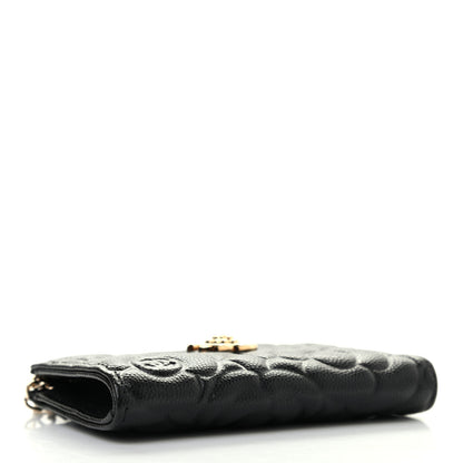 Chanel Caviar Camellia Embossed Key Holder Case Black 4 of 7