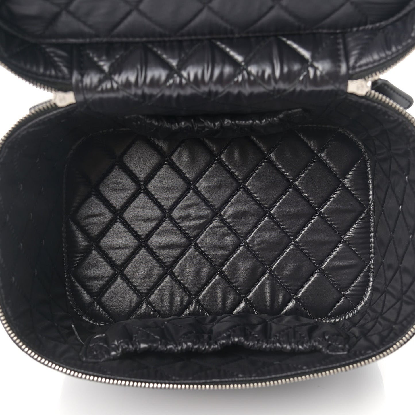 Lambskin Quilted Large Vanity Pouch Black