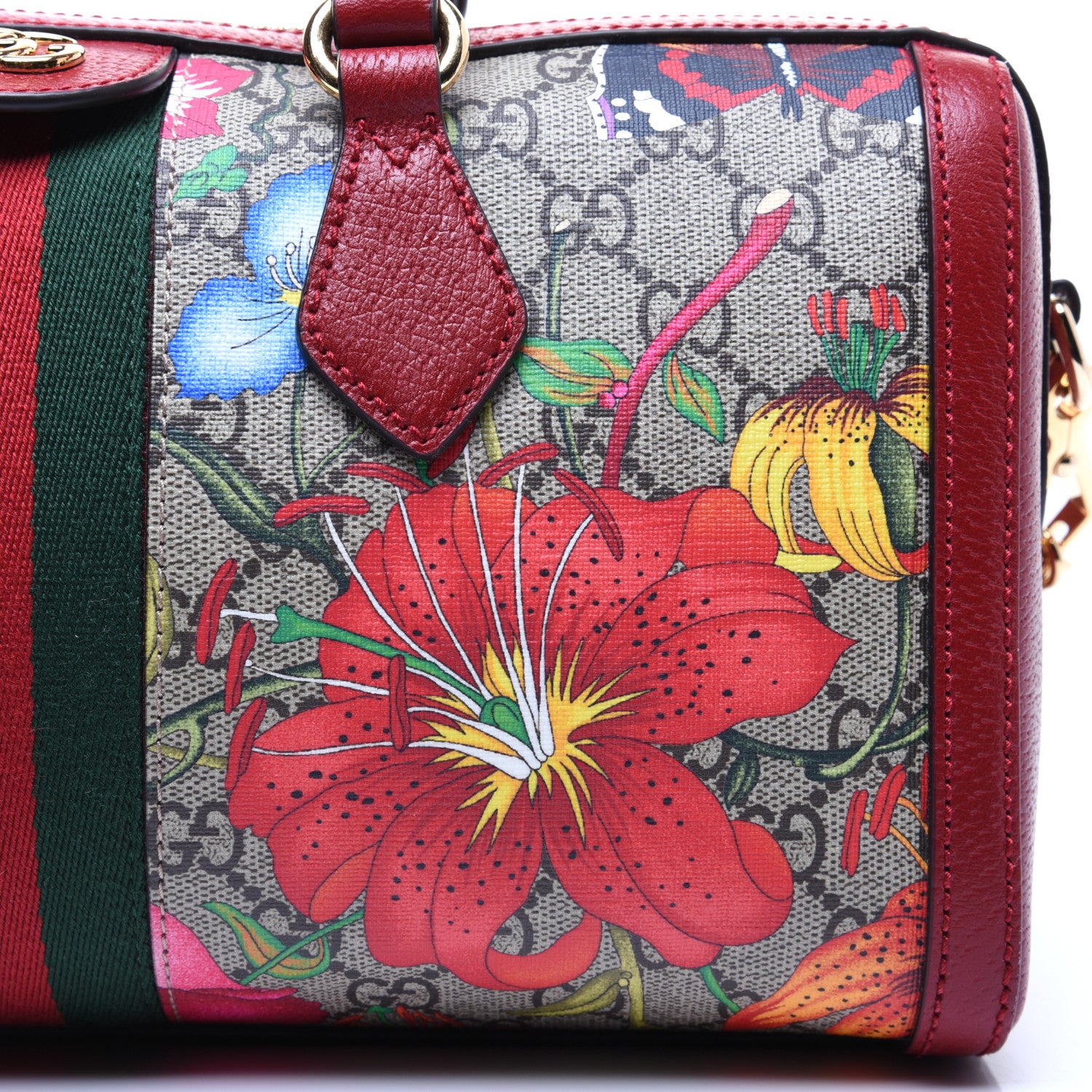 Gucci GG Supreme Monogram Flora Web Medium Ophidia Boston Red 13 of 18