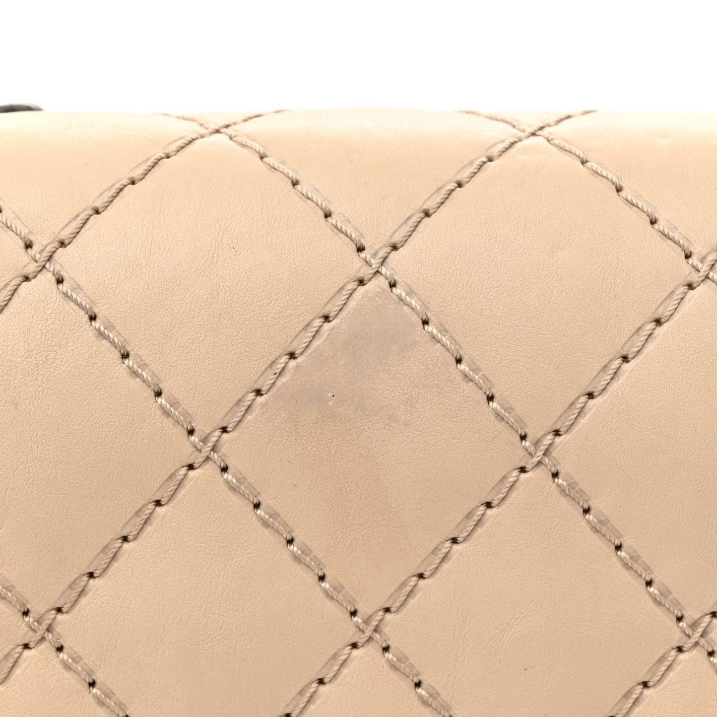 Calfskin Quilted Double Stitch New Medium Boy Flap Beige