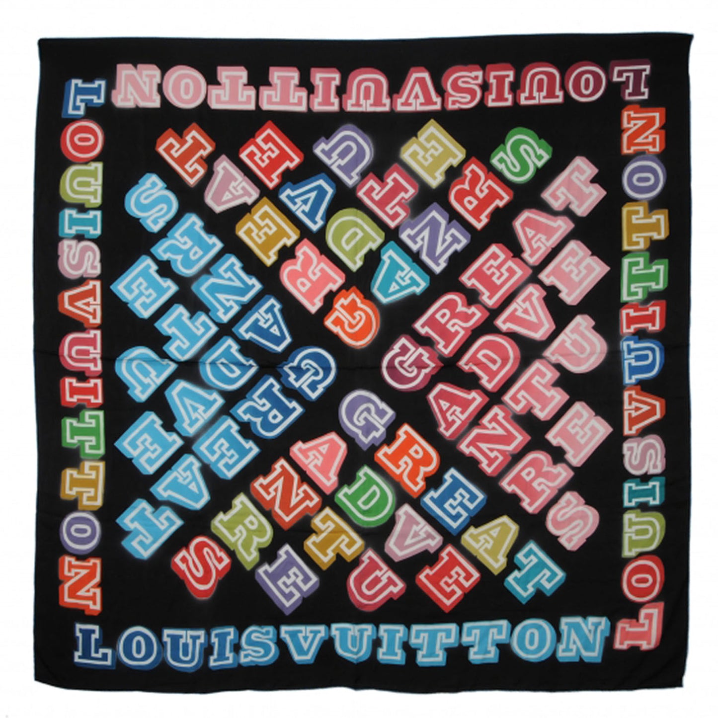 Silk Neon Great Adventures Giant Square Scarf Black