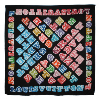 Louis Vuitton Silk Neon Great Adventures Giant Square Scarf Black 2 of 4