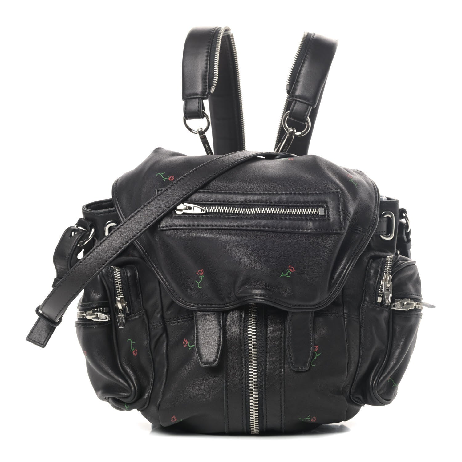 Alexander Wang Lambskin Rose Studded Mini Marti Convertible Backpack Black Rhodium Hardware 1 of 6