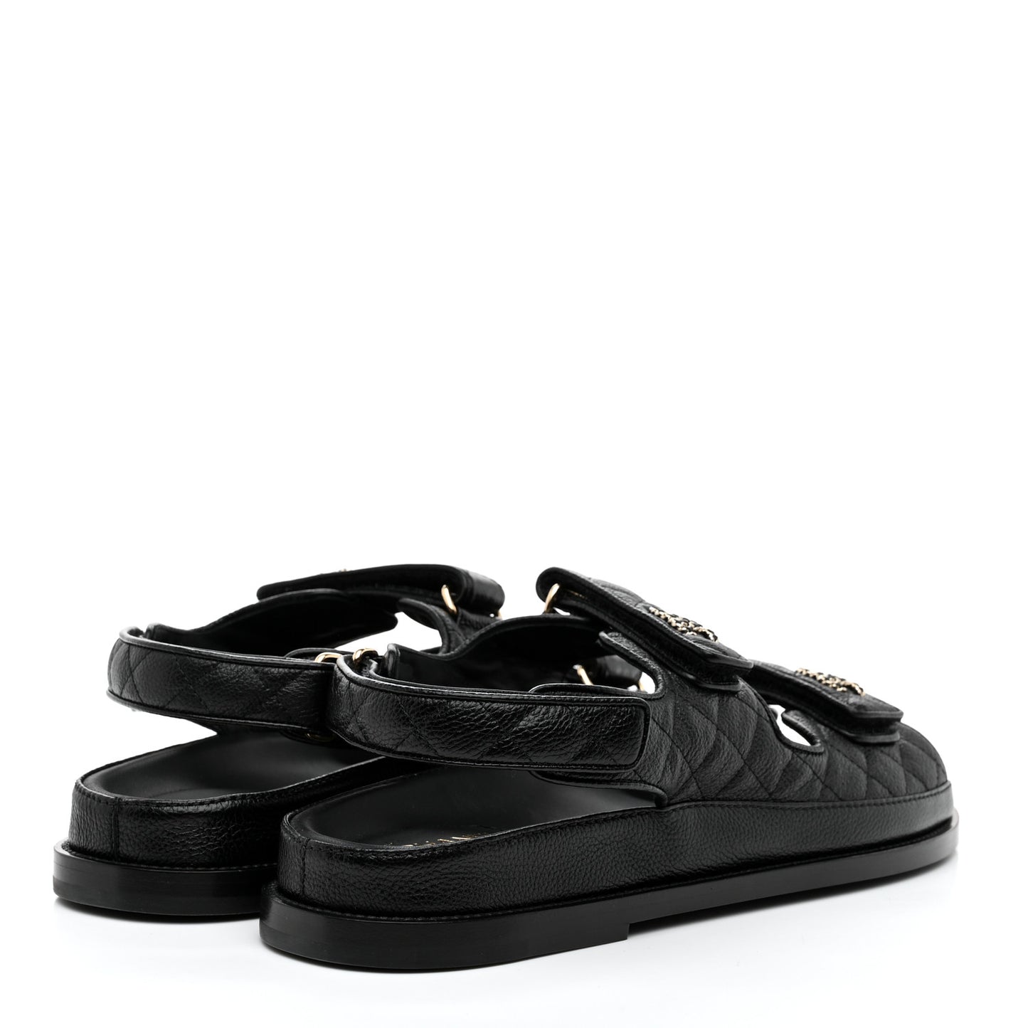 Grained Calfskin Velcro Dad Sandals 41.5 Black