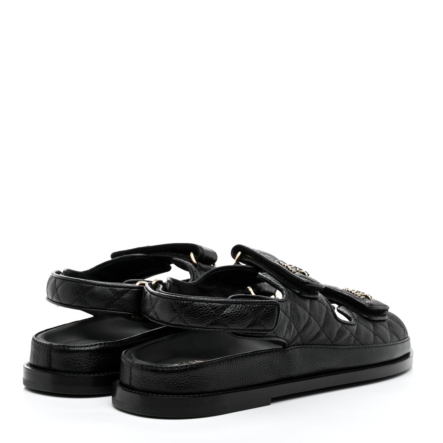 Chanel Grained Calfskin Velcro Dad Sandals 41.5 Black 4 of 9