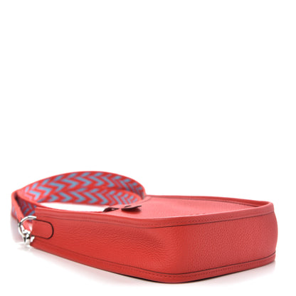 Hermes Taurillon Clemence Evelyne TPM Rouge De Coeur Bleu Du Nord 4 of 10