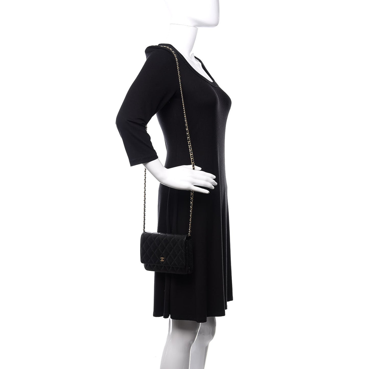 Caviar Quilted Wallet On Chain WOC Black