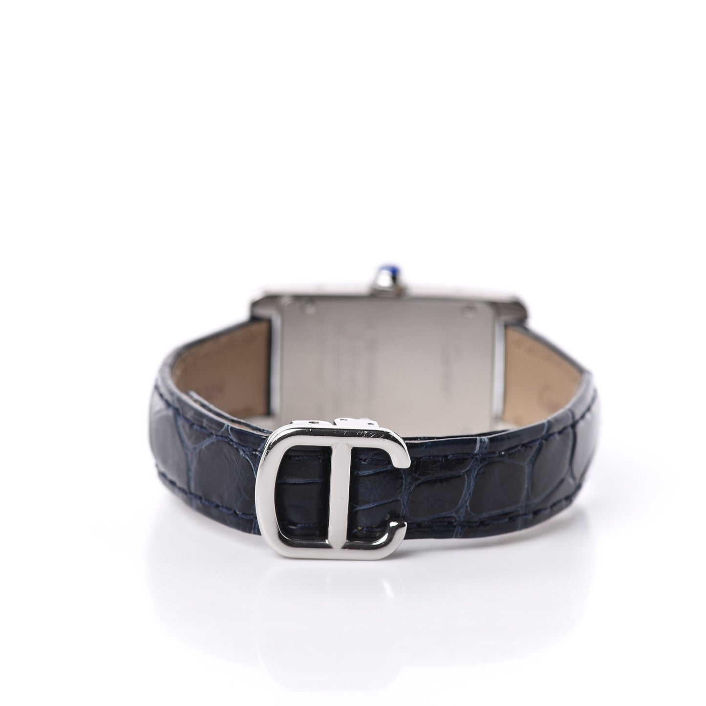 Stainless Steel Alligator 19mm Tank Americaine Quartz Watch Blue
