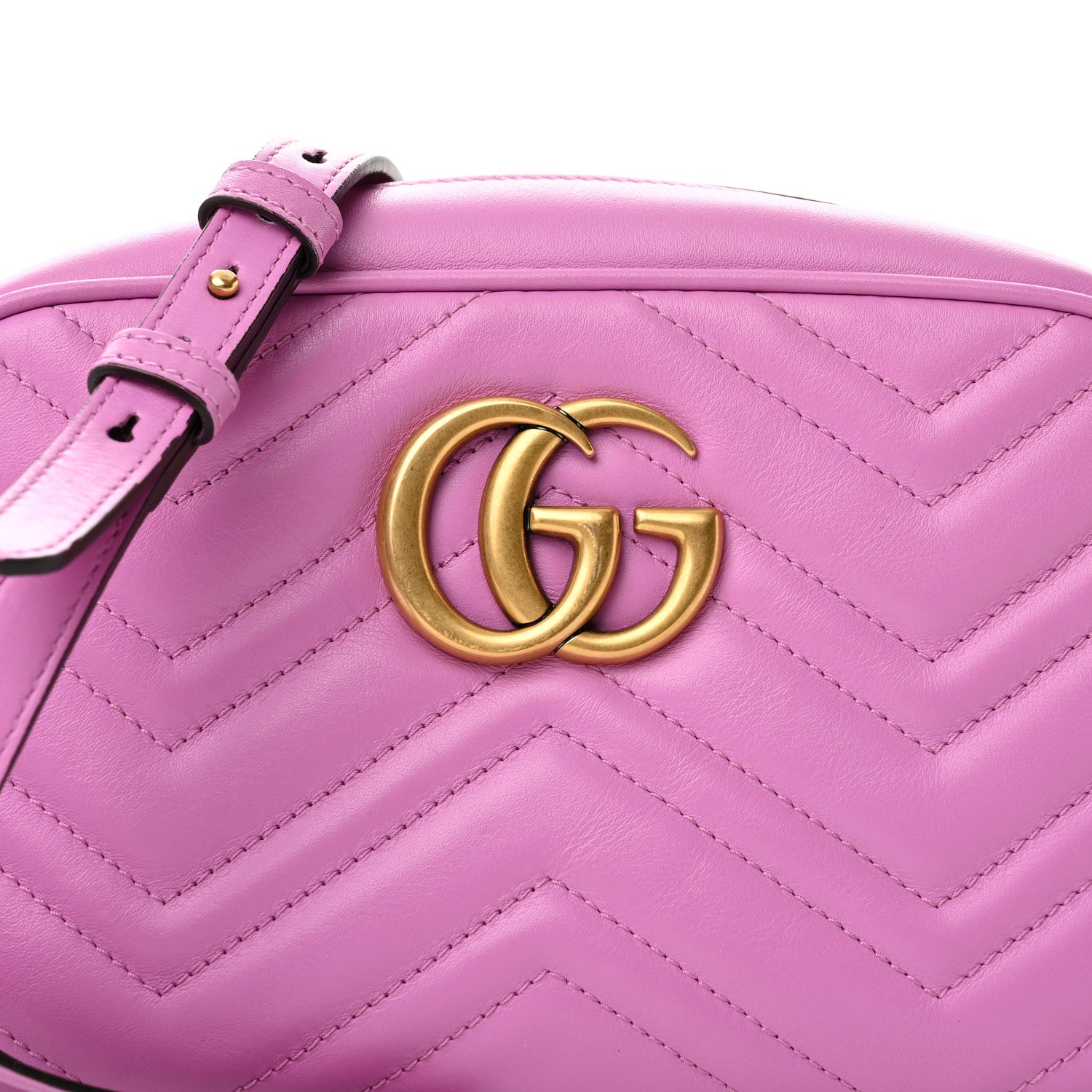 Gucci Calfskin Matelasse Small GG Marmont Chain Shoulder Bag Candy Mousse 8 of 10