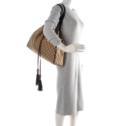 Gucci Monogram Peggy Braided Tote Dark Brown 2 of 8