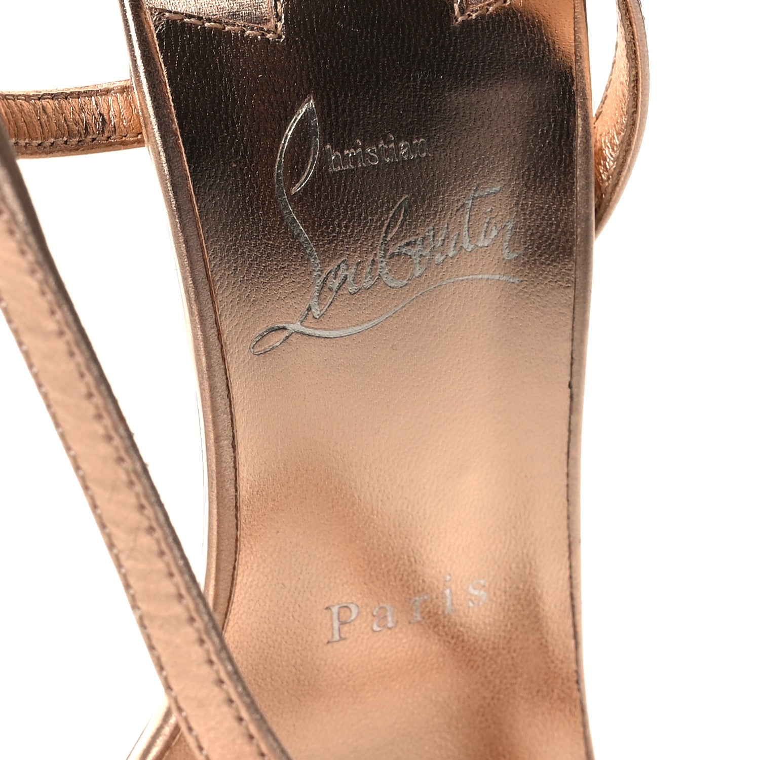 Christian Louboutin Kid Laminato Satin PVC Rosalie 100 Sandals 38 Leche 7 of 9