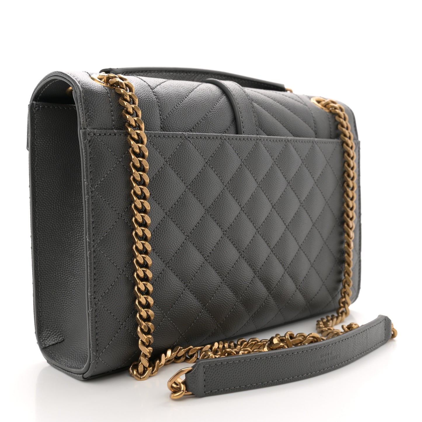 Grain De Poudre Textured Mixed Matelasse Medium Triquilt Monogram Satchel Storm