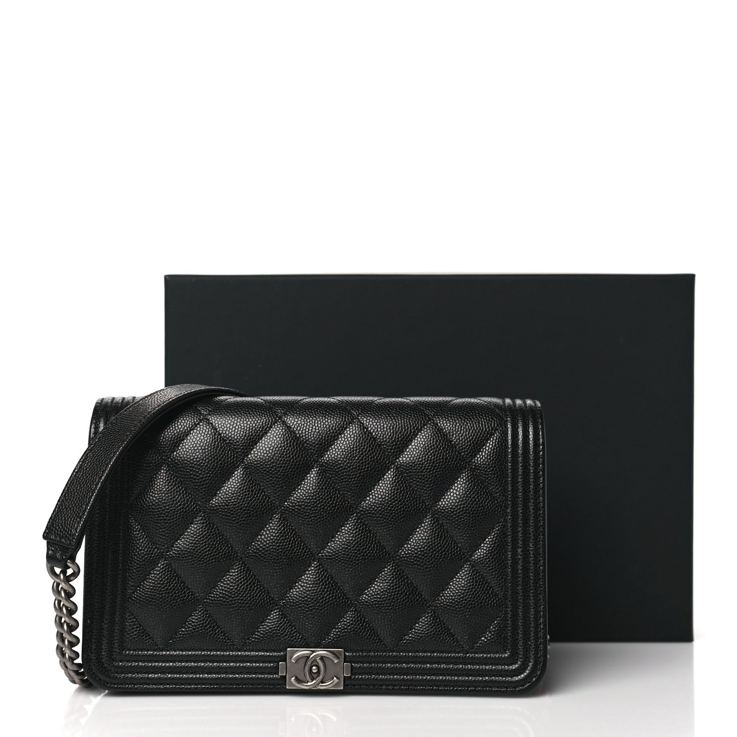 Caviar Quilted Boy Wallet On Chain WOC Black