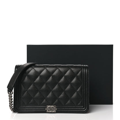 Chanel Caviar Quilted Boy Wallet On Chain WOC Black 11 of 11