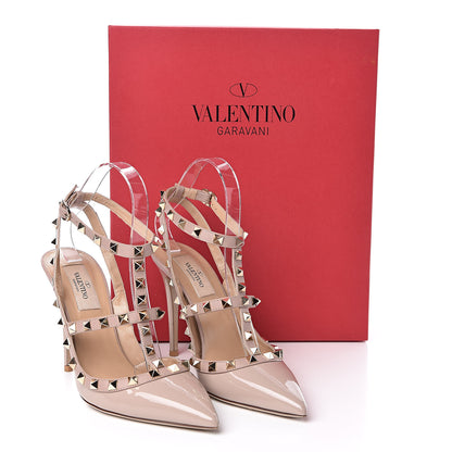 Valentino Garavani Patent Nappa Rockstud Ankle Strap 100mm Pumps 38 Poudre 9 of 9
