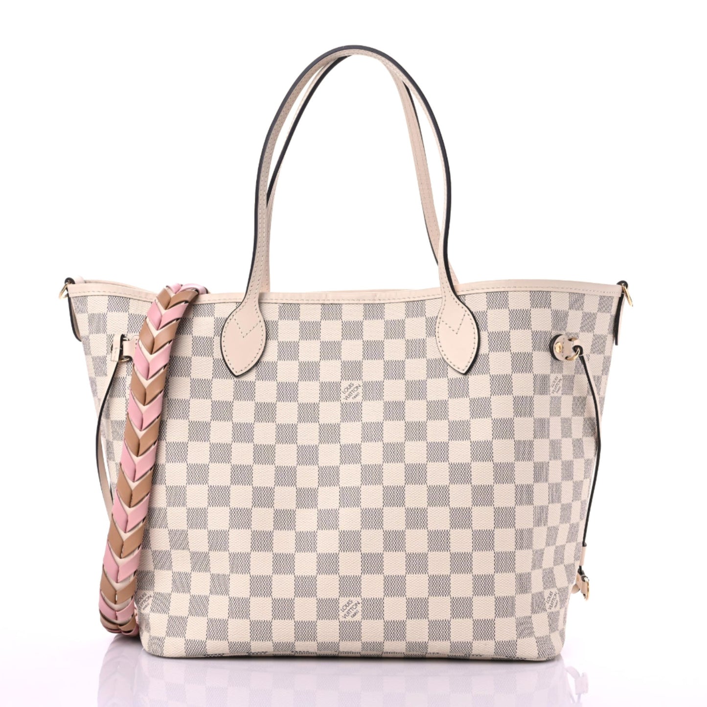 Damier Azur Braided Neverfull MM Pink