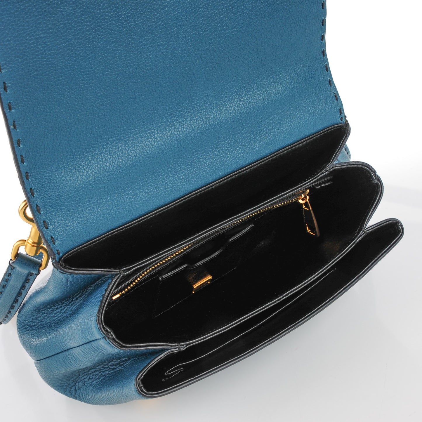Calfskin Medium Soft Miss Sicily Satchel Blu Mare