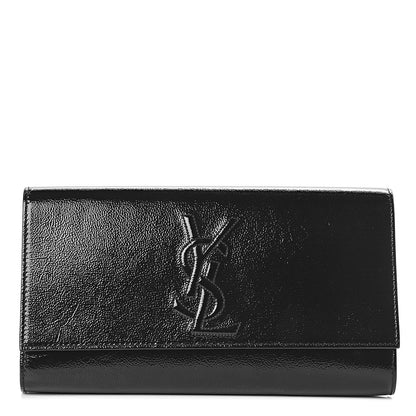 Saint Laurent Textured Patent Monogram Large Belle De Jour Clutch Black 1 of 9