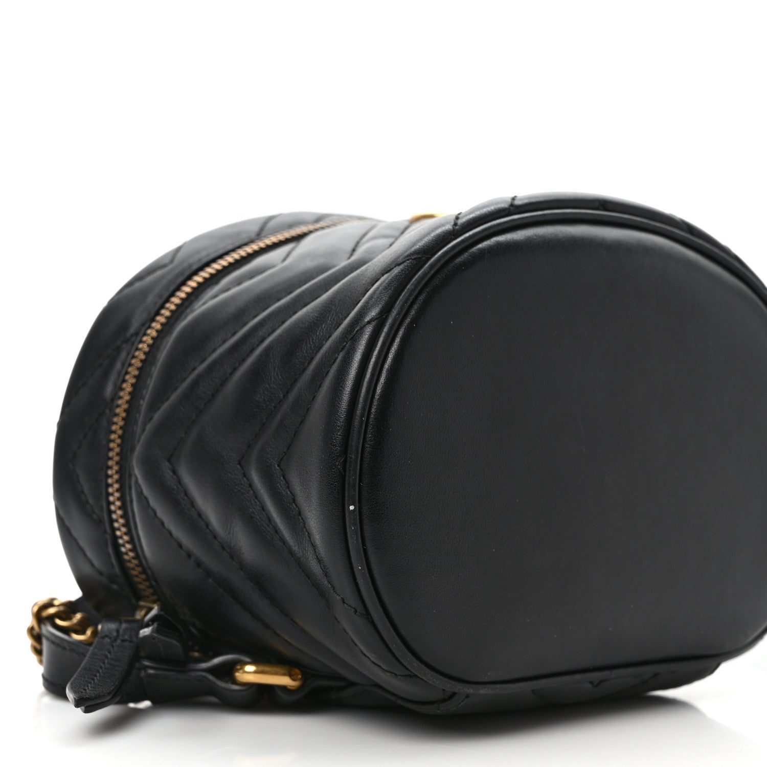 Gucci Calfskin Matelasse Mini GG Marmont Round Backpack Black 8 of 14
