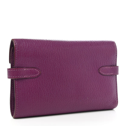 Hermes Chevre Mysore Medium Kelly Wallet Anemone 3 of 10