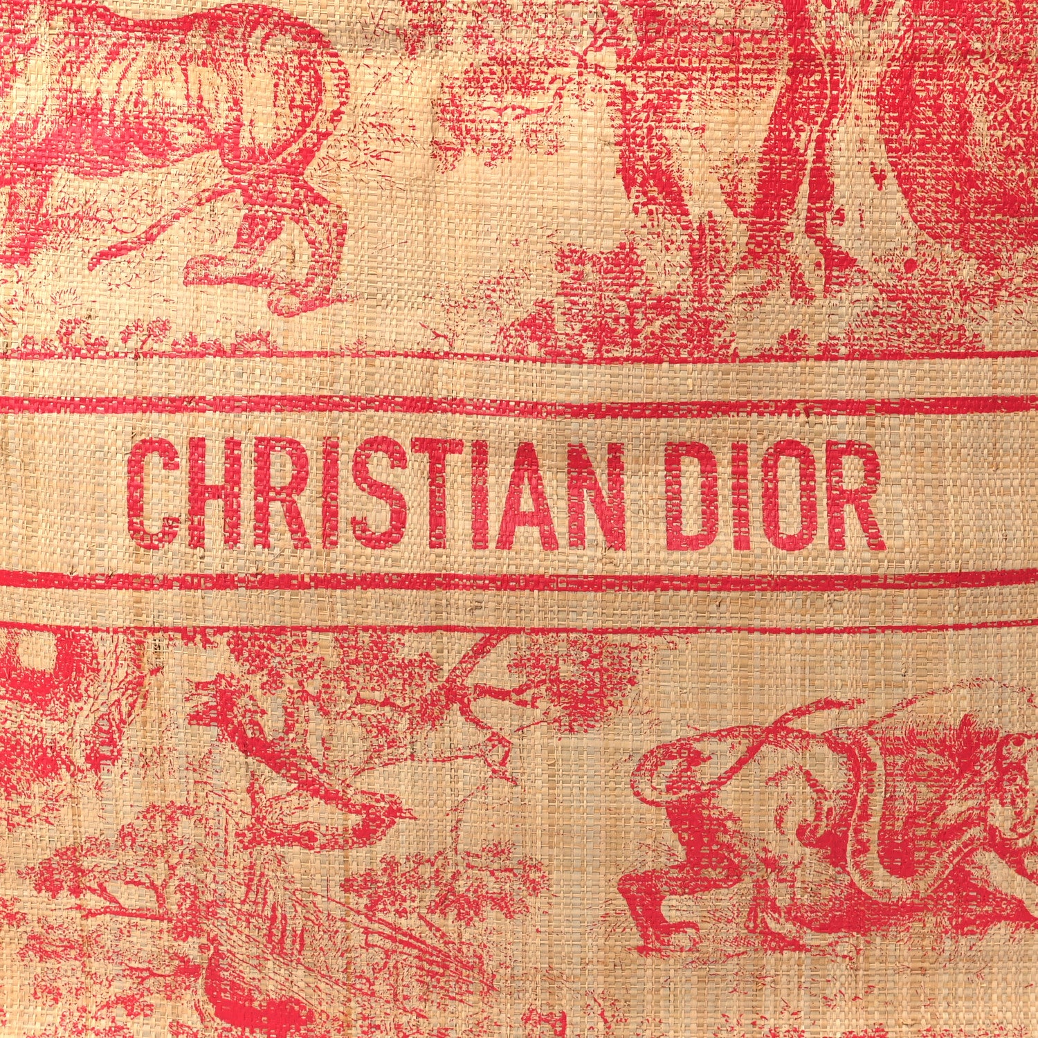 Christian Dior Straw Dioriviera Tote Pink 6 of 8