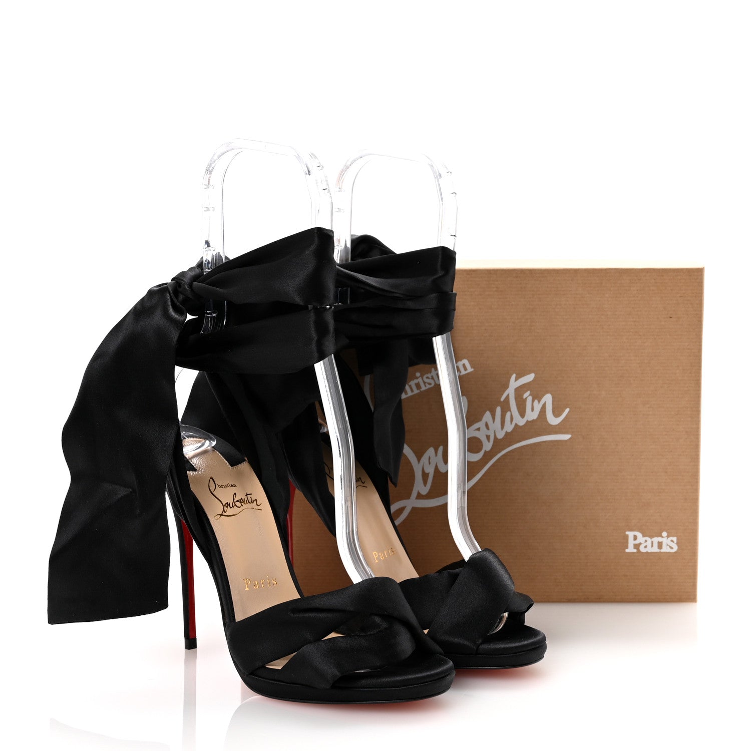 Christian Louboutin Crepe Satin Tres Frais 120 Sandals 37.5 Black 9 of 9