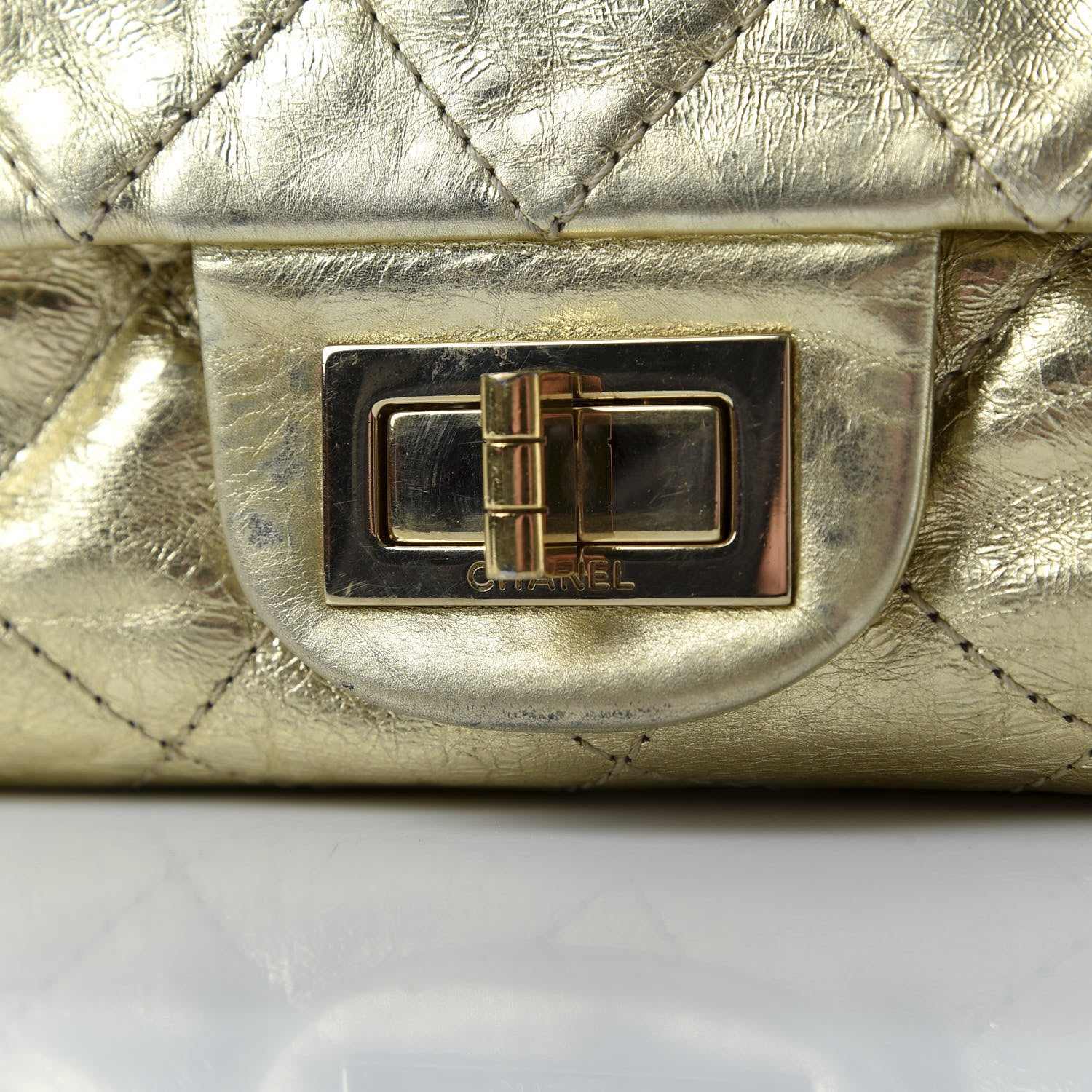 Chanel Metallic Aged Calfskin Quilted 2.55 Reissue 228 Flap Gold 10 of 10