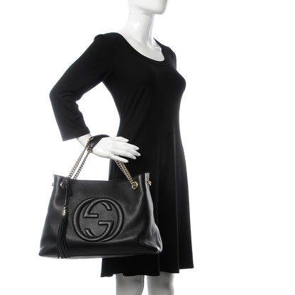 Gucci Pebbled Calfskin Medium Soho Chain Shoulder Bag Black 2 of 8