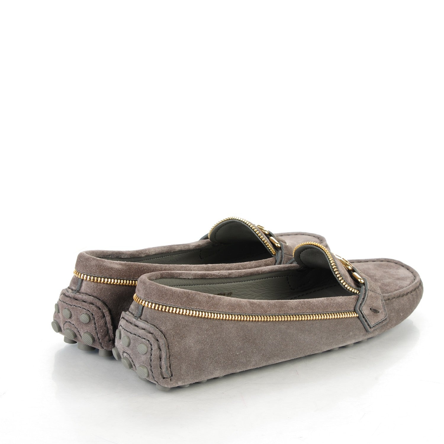 Louis Vuitton Suede Zipper Oxford Loafers 38 Grey 4 of 5