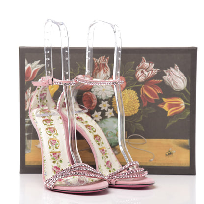 Gucci Kid Scamosciato Crystal Ankle Strap High Heel Sandals 39 Light Rose Light Peonia 9 of 9