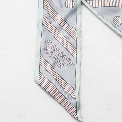 Hermes Silk Balade En Berline Twilly Gris Bleu Beige Rose 2 of 5