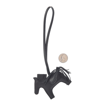 Hermes Milo Lambskin Grigri Rodeo Horse Bag Charm PM So Black 2 of 3