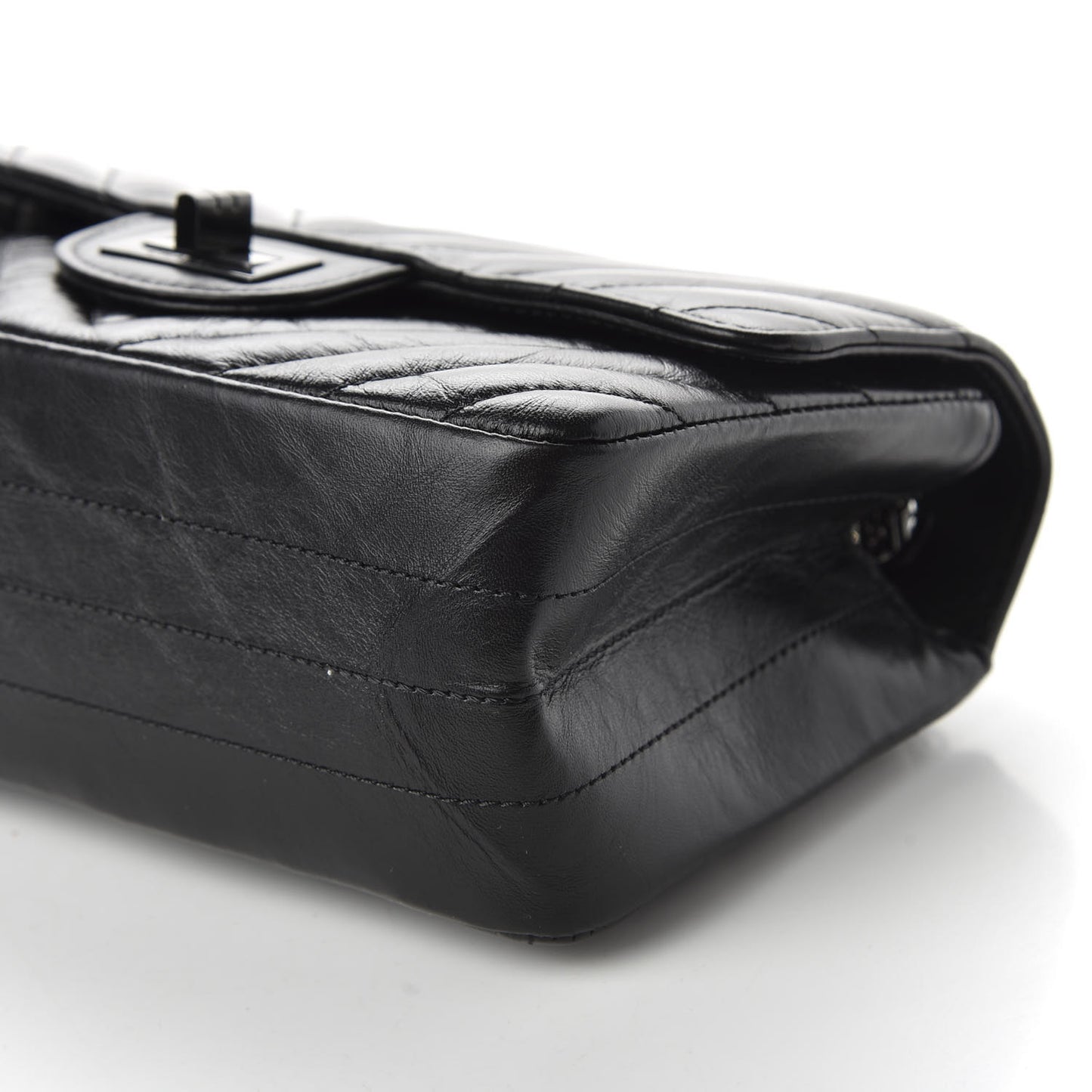 Aged Calfskin Chevron Quilted 2.55 Reissue Mini Flap So Black