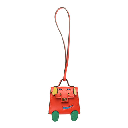 Hermes Tadelakt Chevre Mysore Kelly Quelle Idole Bag Charm Capucine Jaune De Naples Vert Vertigo Zanzibar 1 of 4